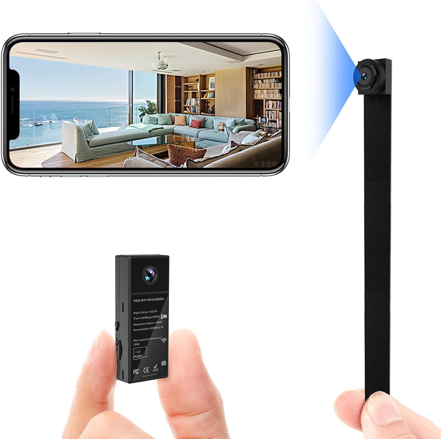 Boveila Spy Camera Hidden Camera Nanny Cam, Wi-Fi Mini 1080P HD Portable Wireless Camcorder Video Recorder IP Cameras with Motion Detection for Home Security Monitoring