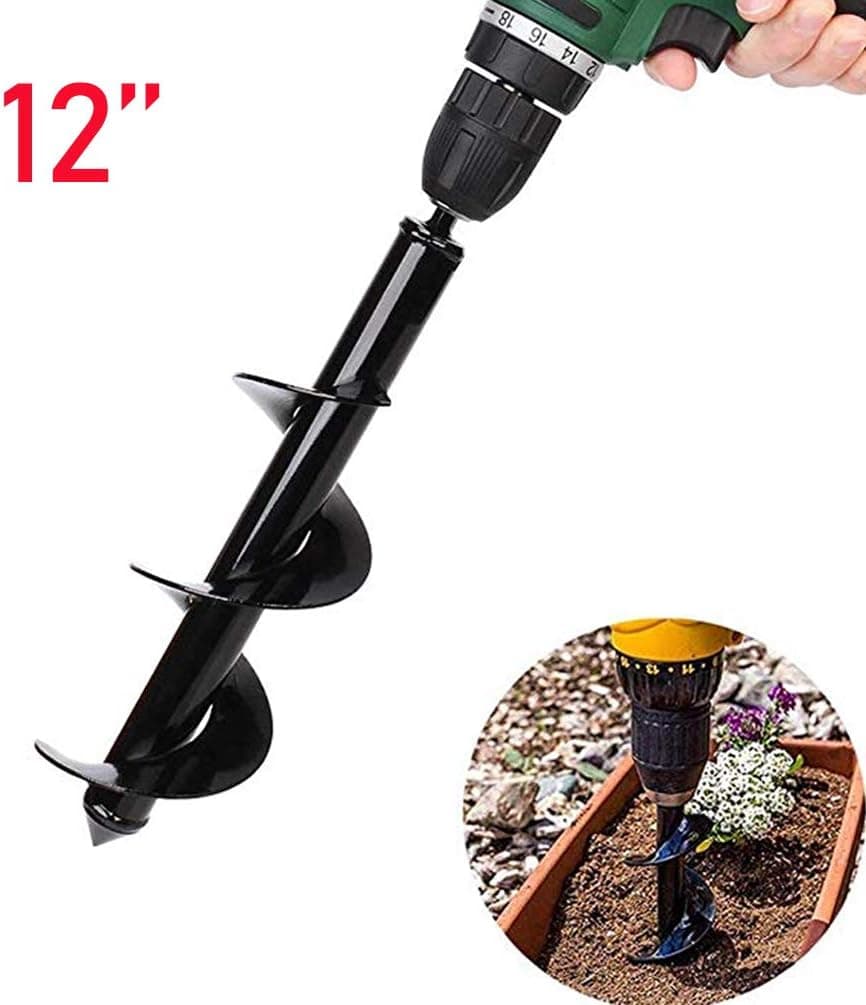 SpuerThinker Auger Drill Bit, 3” x 12 ” Garden Plant Flower Bulb Rapid Planter for Planting Bulb Seedlings & Bedding, Earth Auger Drill Fence Post Umbrella Hole Digger for 3/8” Hex Drive Drill