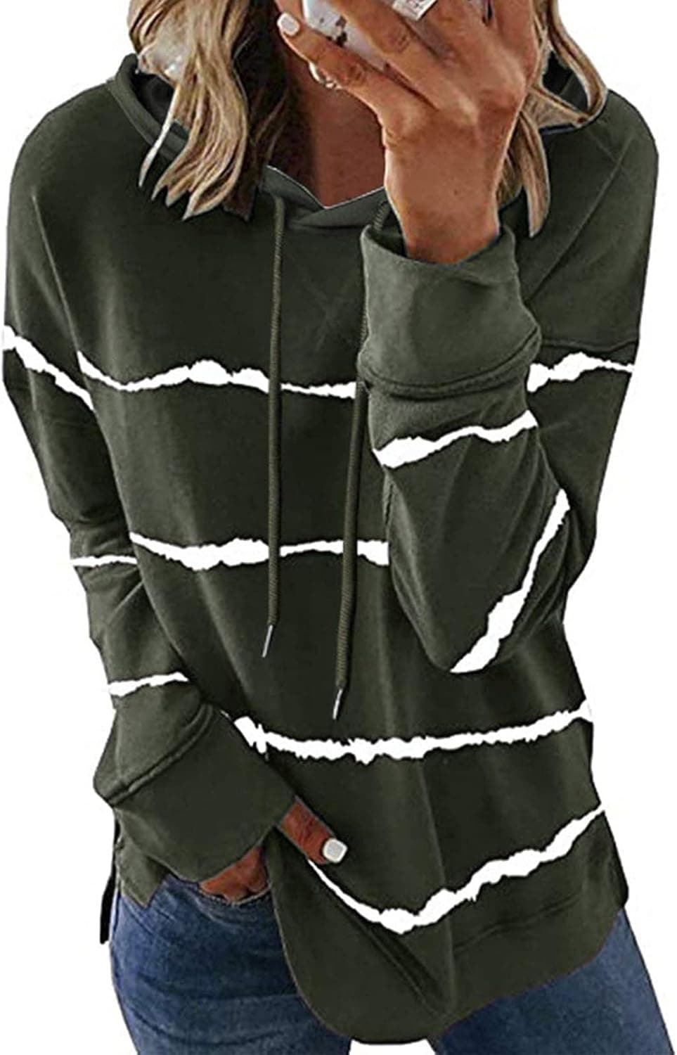 BTFBM Women Sweatshirts Tie Dye Print Striped Color Block Long Sleeve Comfy Loose Soft Casual T Shirts Pullover (S-2XL)