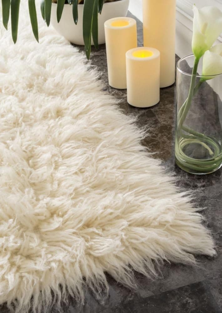 Hand Woven Flokati Shag New Zealand Wool Natural Shag Runner Area Rugs, 2 Feet 6 Inches by 8 Feet (2' 6" x 8')