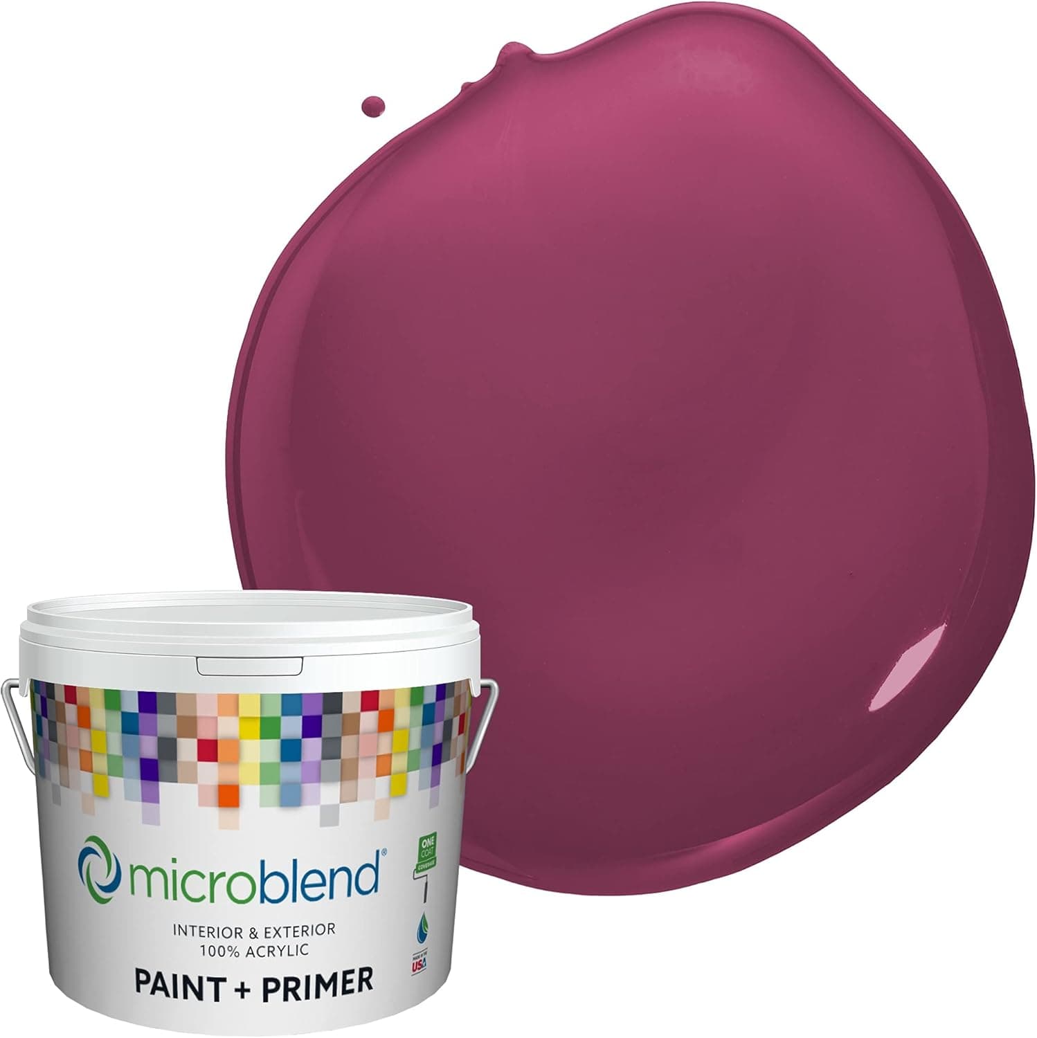 Microblend Interior Paint and Primer - Mauve/Portia, Semi-gloss Sheen, 1 Quart, Premium Quality, One Coat Hide, Low VOC, Washable, Microblend Reds Family (73244-1-M1233B6)