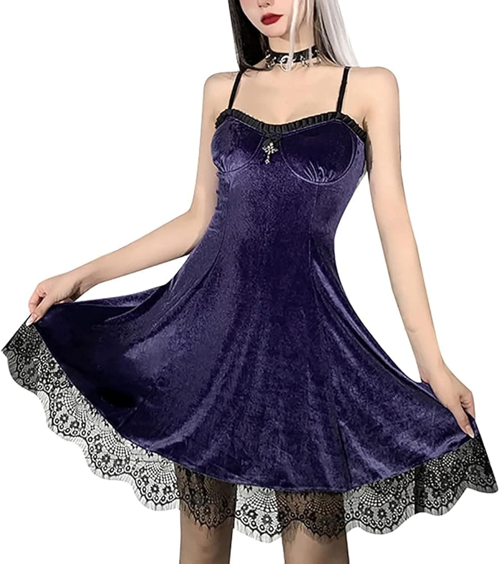 Summer Lace Mini Sleeveless Dress Lace Draped Bodycon Gothic Dress Gothic Vintage Goth Dresses