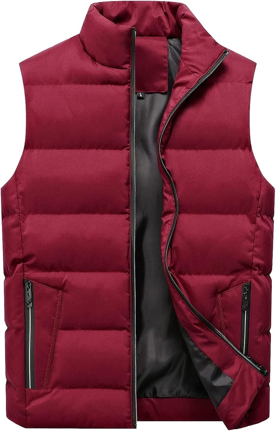 Locachy Men's Outdoor Casual Full Zipper Stand Collar Padded Vest Coats Sleeveless Jacket