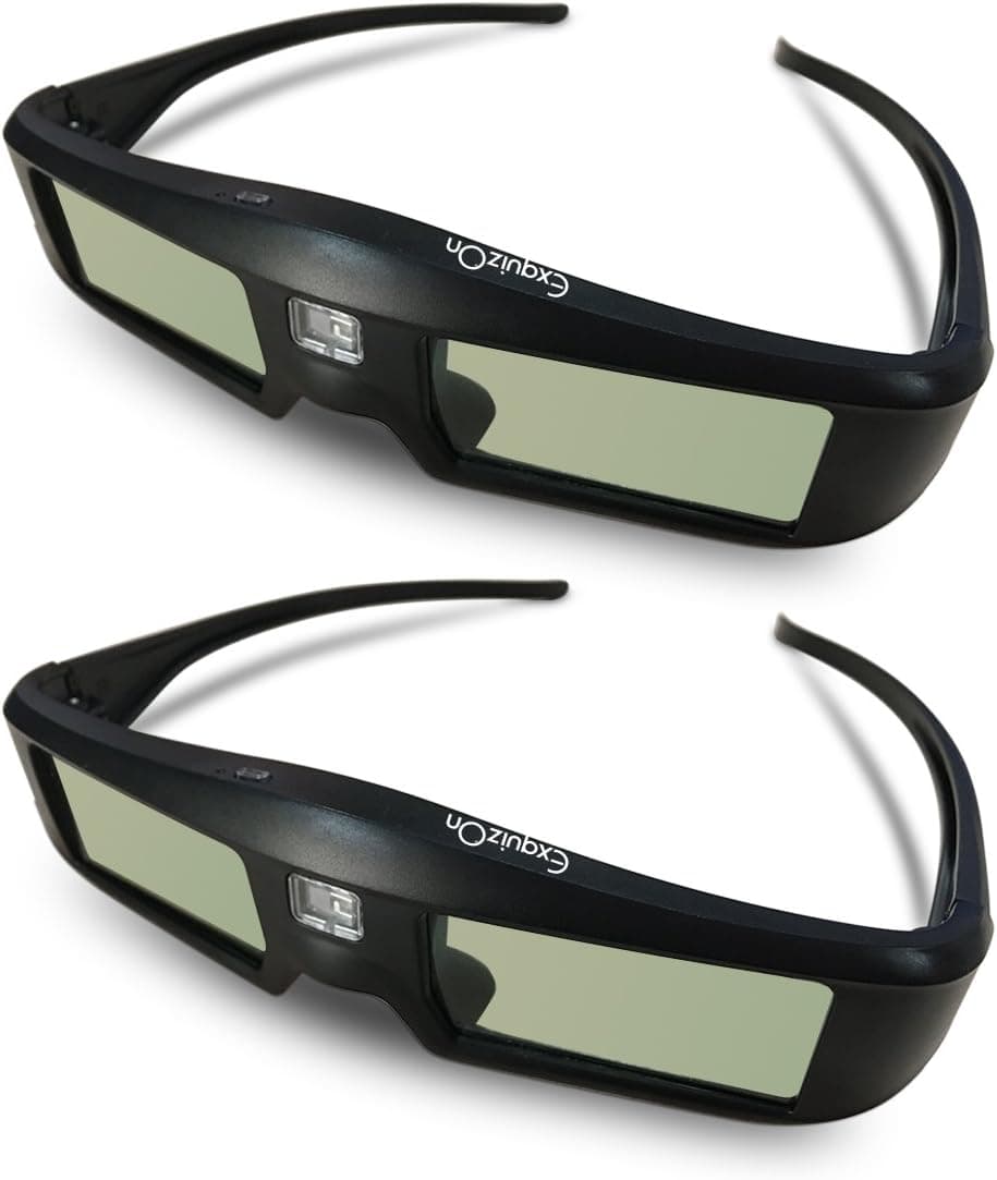 ExquizOn DLP Link 3D Active Shutter Glasses Compatible with 3D DLP Projectors BenQ, Optoma, Dell, Mitsubishi, Samsung, Acer, Vivitek, NEC, Sharp, ViewSonic & Endle