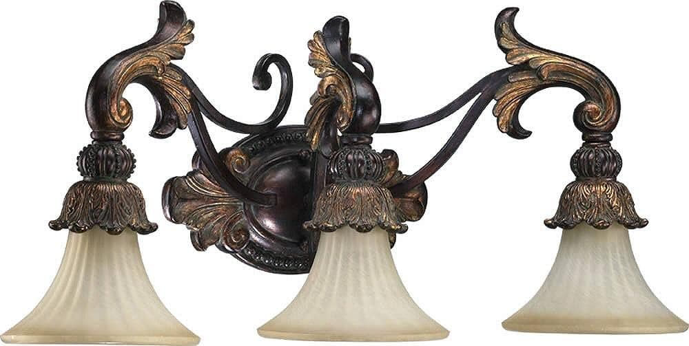Quorum 5230-3-88 Madeleine - 3 Light Bath Vanity in Traditional style - 27.5 inches wide by 13 inches high, Corsican Gold Finish