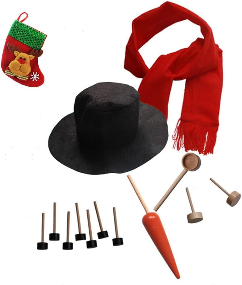 A-zoe Snowman Decorating Kit - Winter Holiday Outdoor Fun Toys for Kids - Christmas Gift[13 Pieces and Christmas Candy Socks/Gifts Bag]