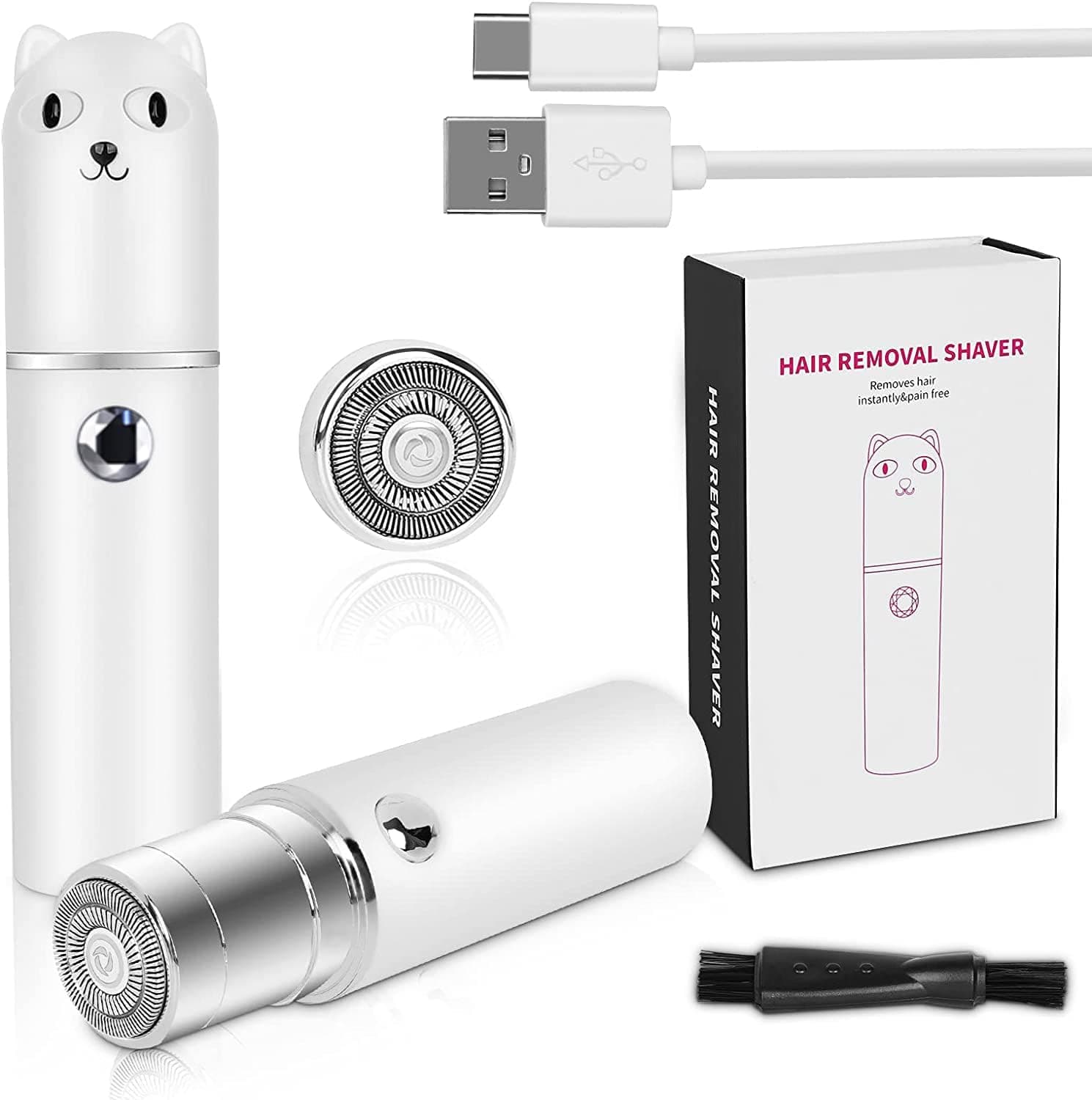 Flawless Hair Remover for Women, Rechargeable Painless Face Shavers for Women with 1× Replacement Head, Noise-Free Electric Facial Hair Removal on Full Charge, for Face, Upper Lips, Chin, Arms, Legs