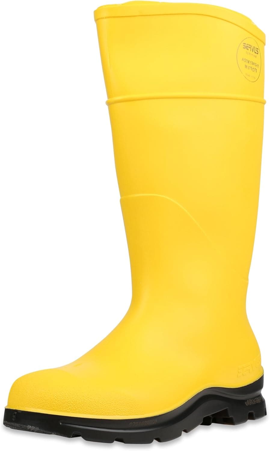 Servus Comfort Technology 14" PVC Steel Toe Men's Work Boots, Yellow & Black, 10