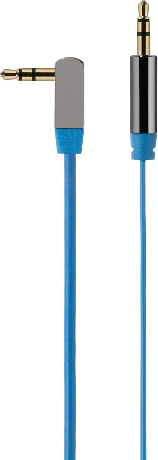 Aurum Cables Flat 3.5mm Male to 3.5mm Male Stereo Audio 90 Degree Right Angled Cable - for iPhone, iPad or Smartphones - 3 Feet