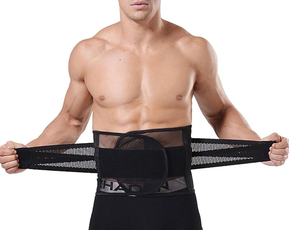 ieasysexy 2015 Hot Style High Mesh Ultrathin Design Breathable Elastic Adjustable Waist Trimmer Belt Beer Tummy Fat Burning Slimming Belly Band,Helps Lose Post Boby Weight,Super Slim Belt Abdomen Binder for Body Shaper for Men,Color Balck, Summer Belt
