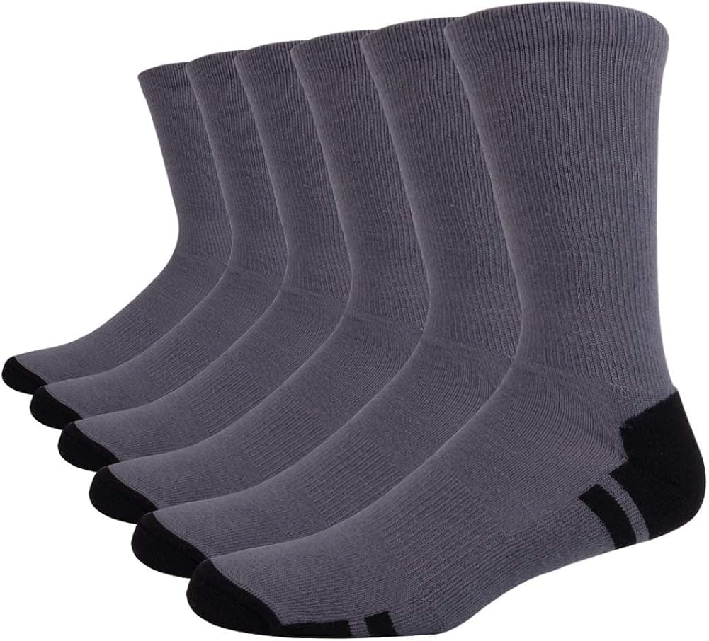JOYNÉE Men's Adult 6 Pack Athletic Cushion Crew Socks Performance Running Socks