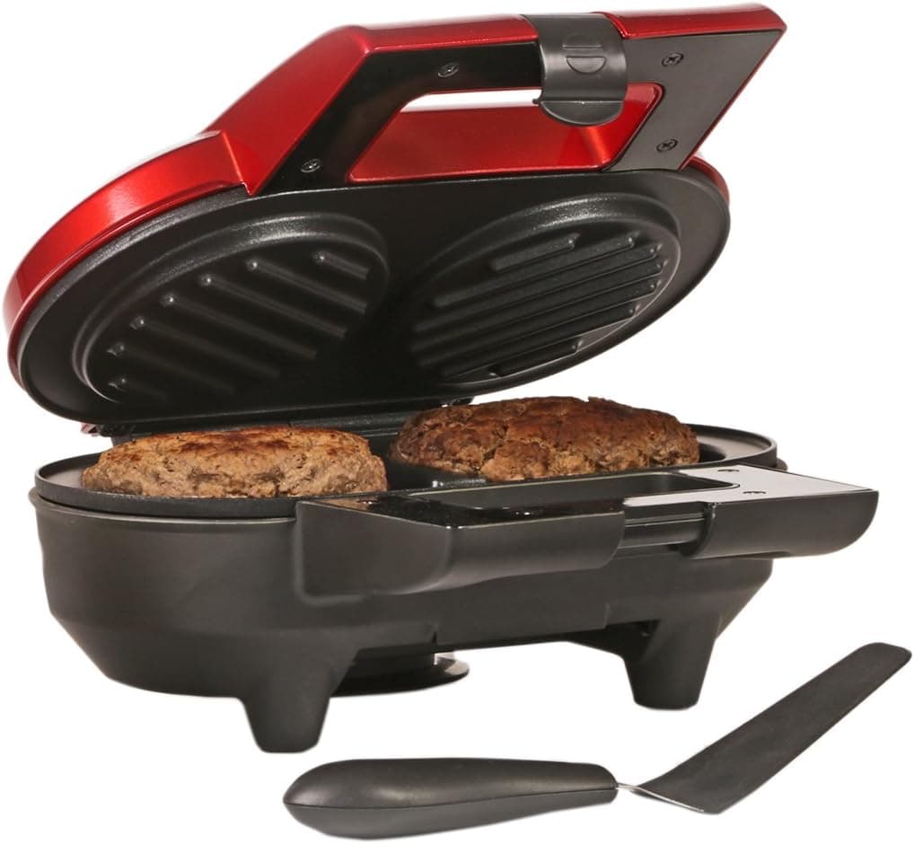 Holstein Housewares HU-09001R-M Burger Grill - Metallic Red