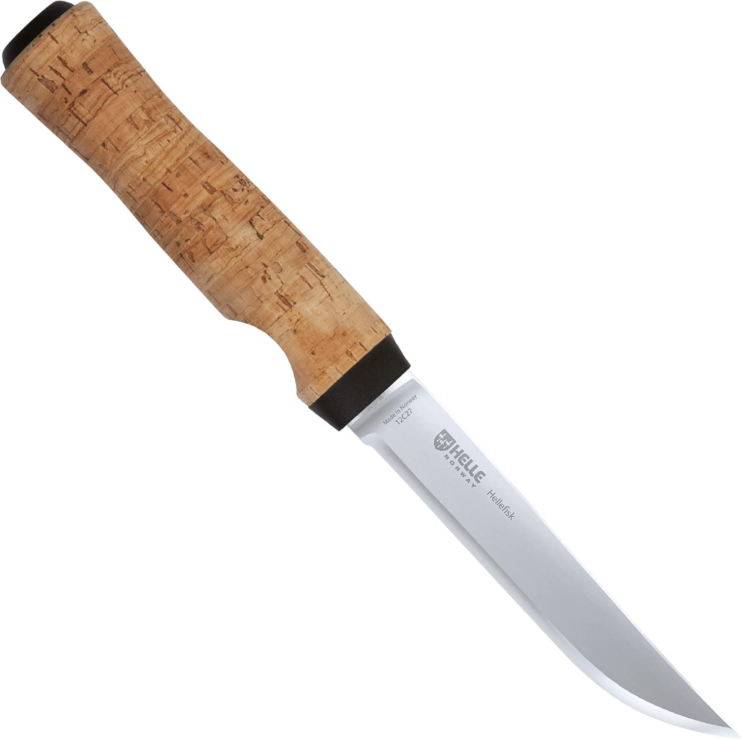 HELLE Knives - Hellefisk - Fillet Knife for Fishing - Cork Handle - Sandvik 12C27 Stainless Steel - Leather Sheath - Traditional Scandinaian Style Fillet Knife - Made in Norway