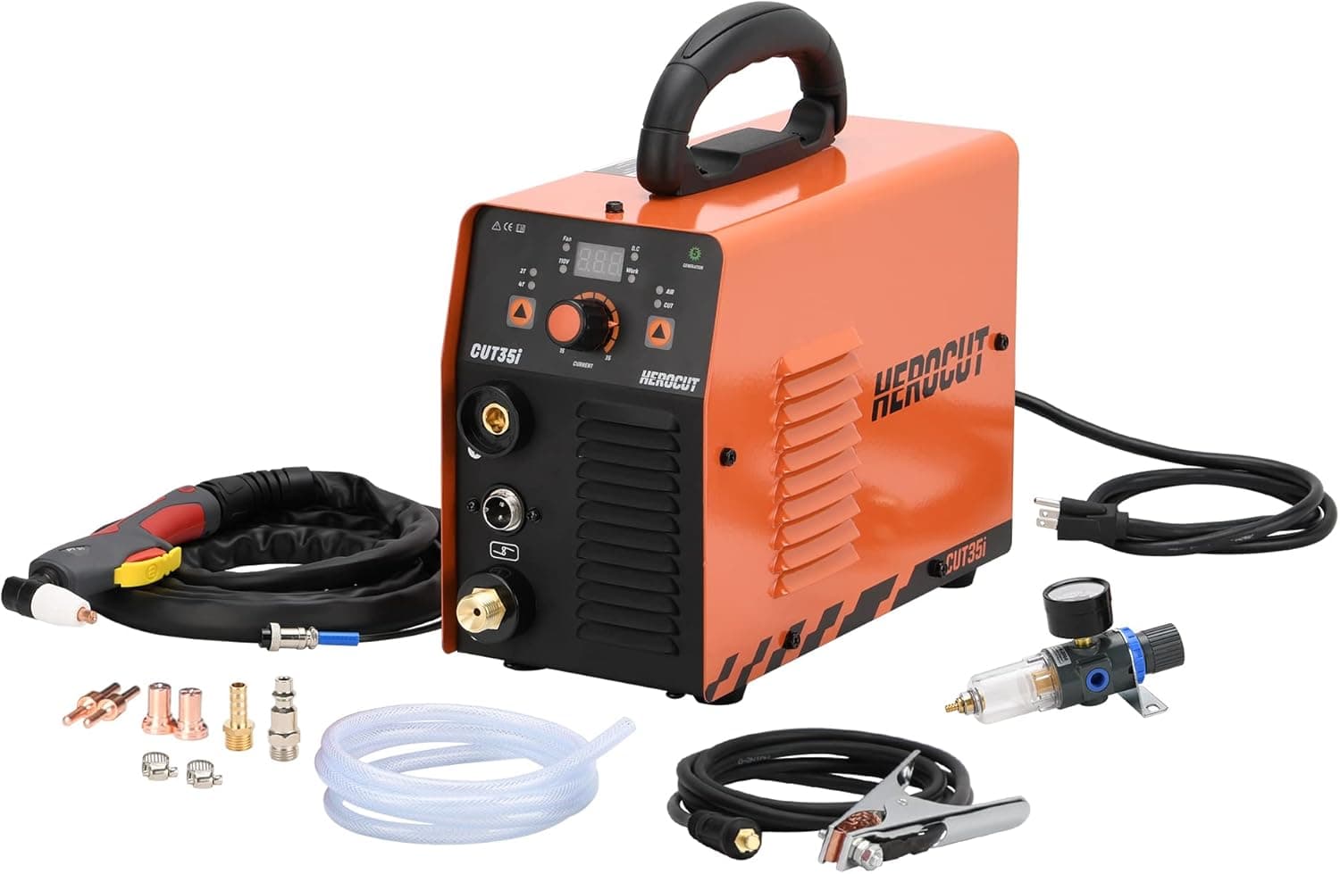 Herocut Plasma Cutter, 35Amp Plasma Cutting Machine, HF 50/60Hz Invert Technology Plasma Cutter, Max Cutting Thickness 10mm (CUT35 110V)