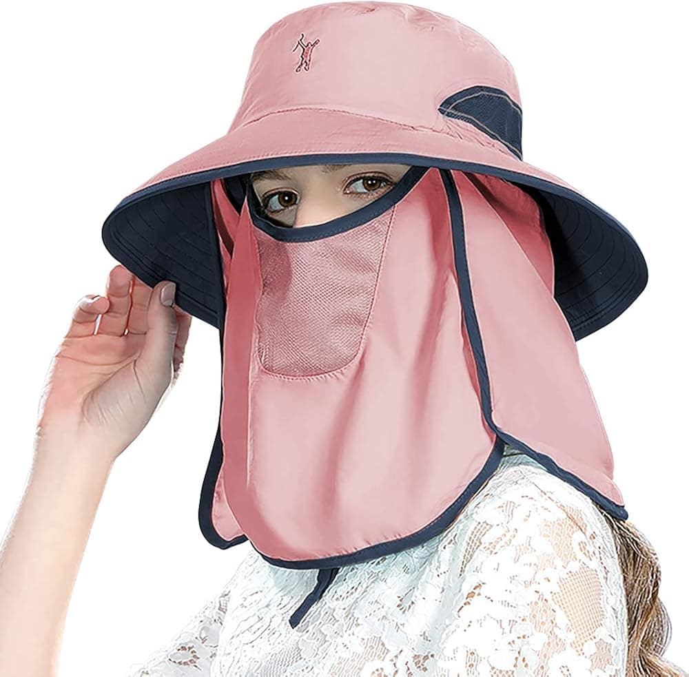Bayinbulak Sun Hat for Men/Women, Summer Outdoor Sun Protection Camping Outdoor Hat Beach Cap (Pink)