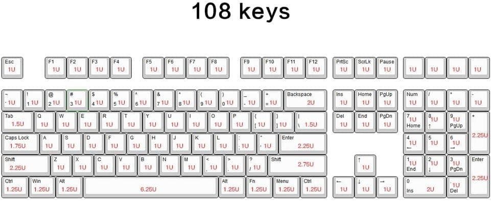 【keycaps】 Japanese 108-key Keyboard Keycaps，Sublimation Process，Cherry Height，PBT Material