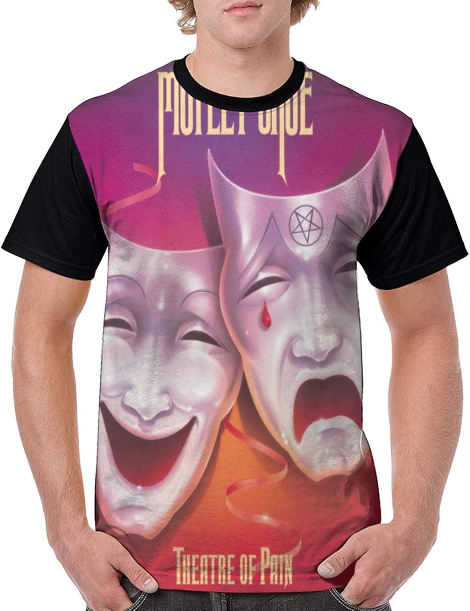 RobertRCastleberry Motley Crue Theatre of Pain Men's T-Shirt Round Neck Fashion Short Sleeve T-Shirt XX-Large Black