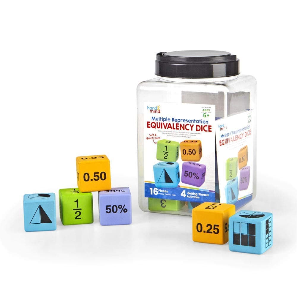 hand2mind Equivalency Dice, Large Foam Dice for Classroom, Subitizing Dice, Fraction Equivalency, Math Manipulatives 4th Grade, Educational Toys for Elementary Kids, Math Learning Tools (Set of 16)