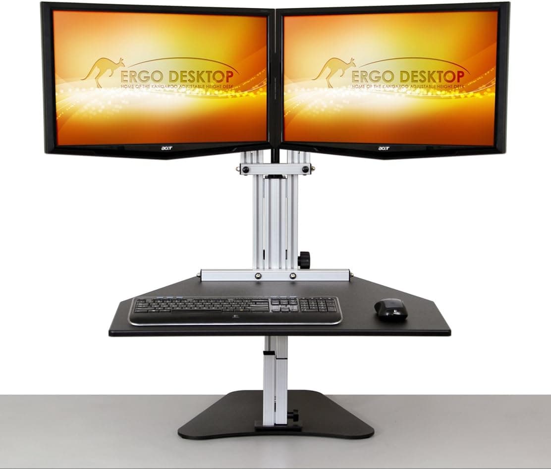 Kangaroo Elite- Black- Height Adjustable Standing Desk (Black)