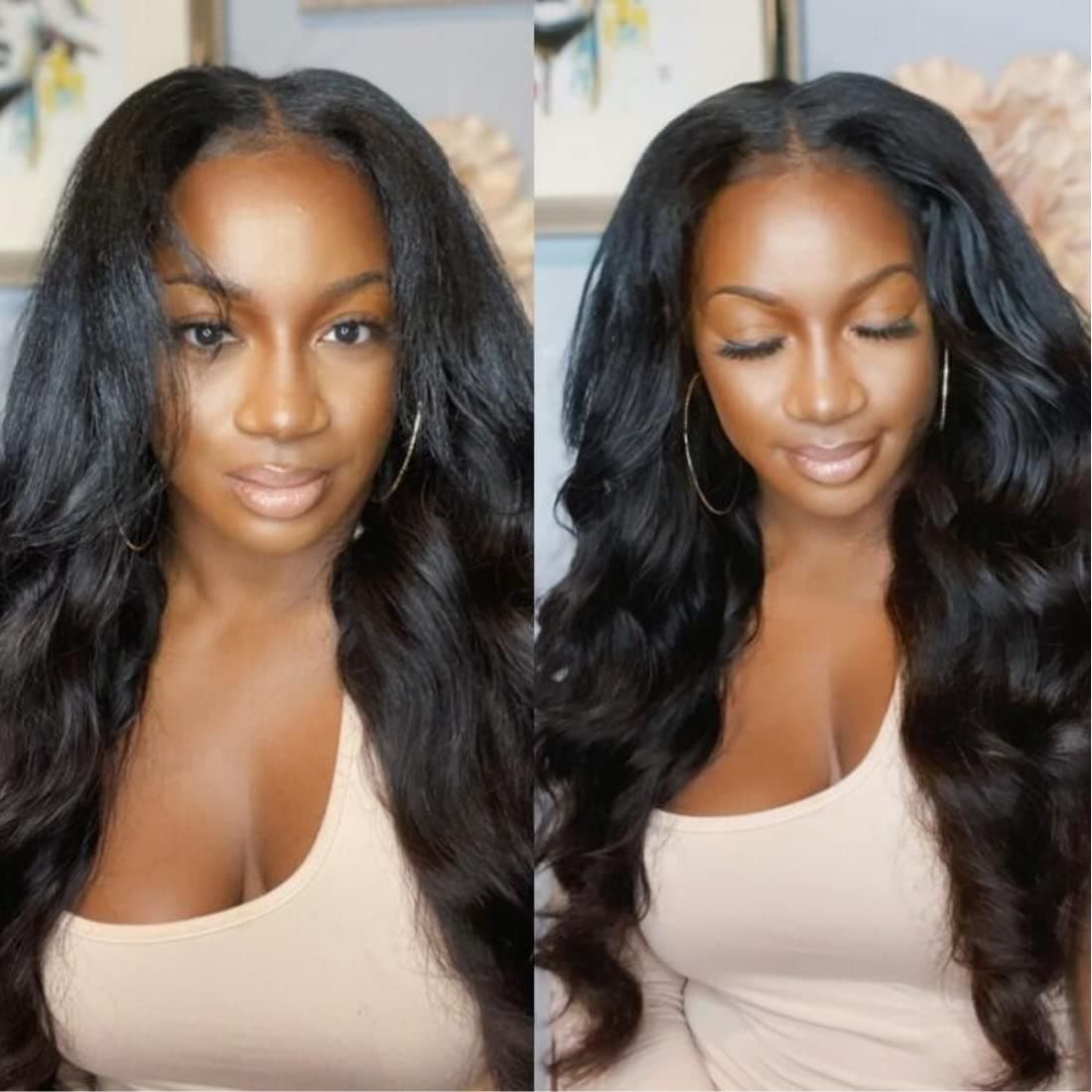 UNICE Body Wave V Part Wig Human Hair Glueless Upgrade U Part Wig Human Hair Clip in V-Part Wigs Beginner Friendly No-Sew In No Glue 22 inch