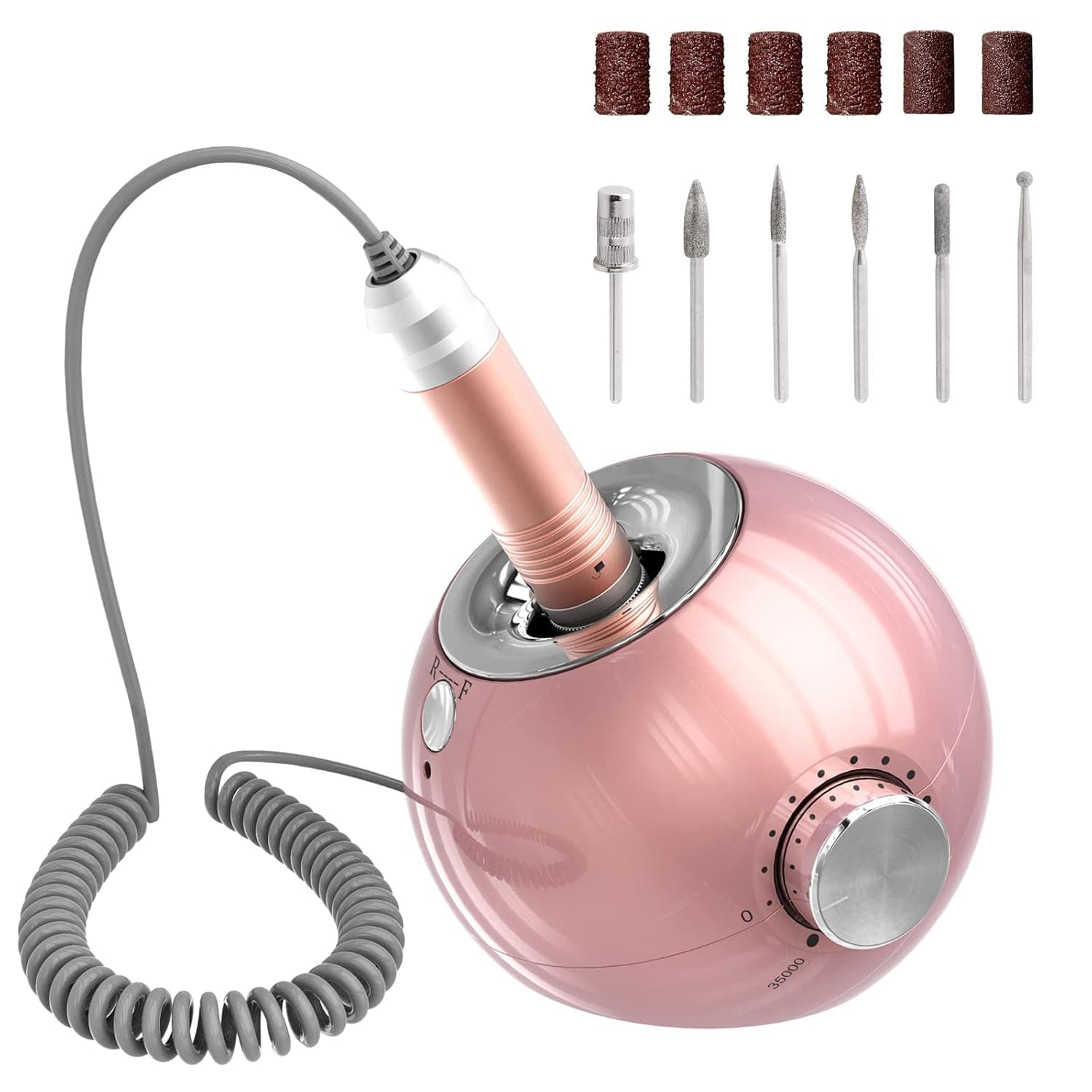 Delanie 35000RPM Professional Nail Drill Machine for Acrylic Nails, Efile Nail Drill with 6pcs Standard 3/32 Drill Bits for Acrylic Nails Gel Polish Dip Powder Home Manicure and Salon (Plug-in)