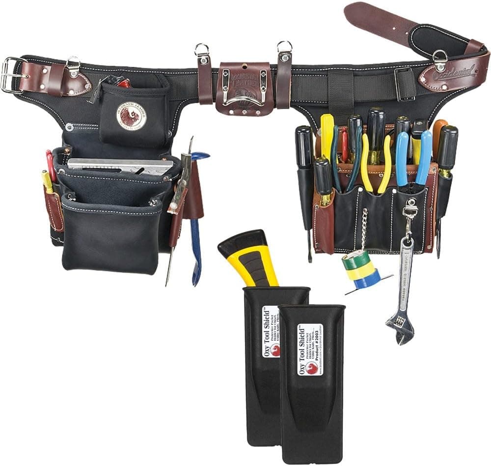 Occidental Leather 9596 Adjust-to-Fit Pro Electrician Tool Belt Set Bundle w/ (2) Pack 2003 Oxy Tool Shield (3 Pieces)