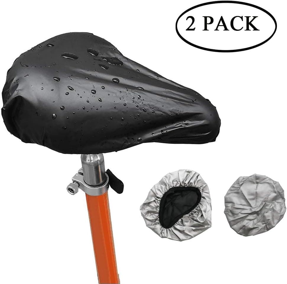 2Pcs Bicycle Saddle Rain Cover-Double-Sided Bike Saddle Protective Cove with Elastic Band, Rainproof, Dustproof and Sunproof Waterproof Bike Seat Rain Cover for Most of Bike Saddles