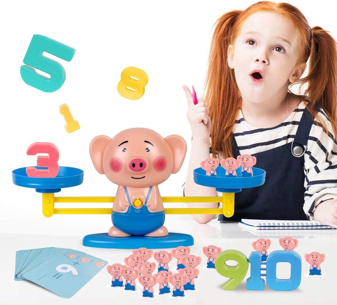 Wrystte Counting Game Number Learning Toys for 3 4 5 Year olds Kids Boys Girls, Pig Balance Cool Math Games Fun Gifts for Kindergarten Preschool Child