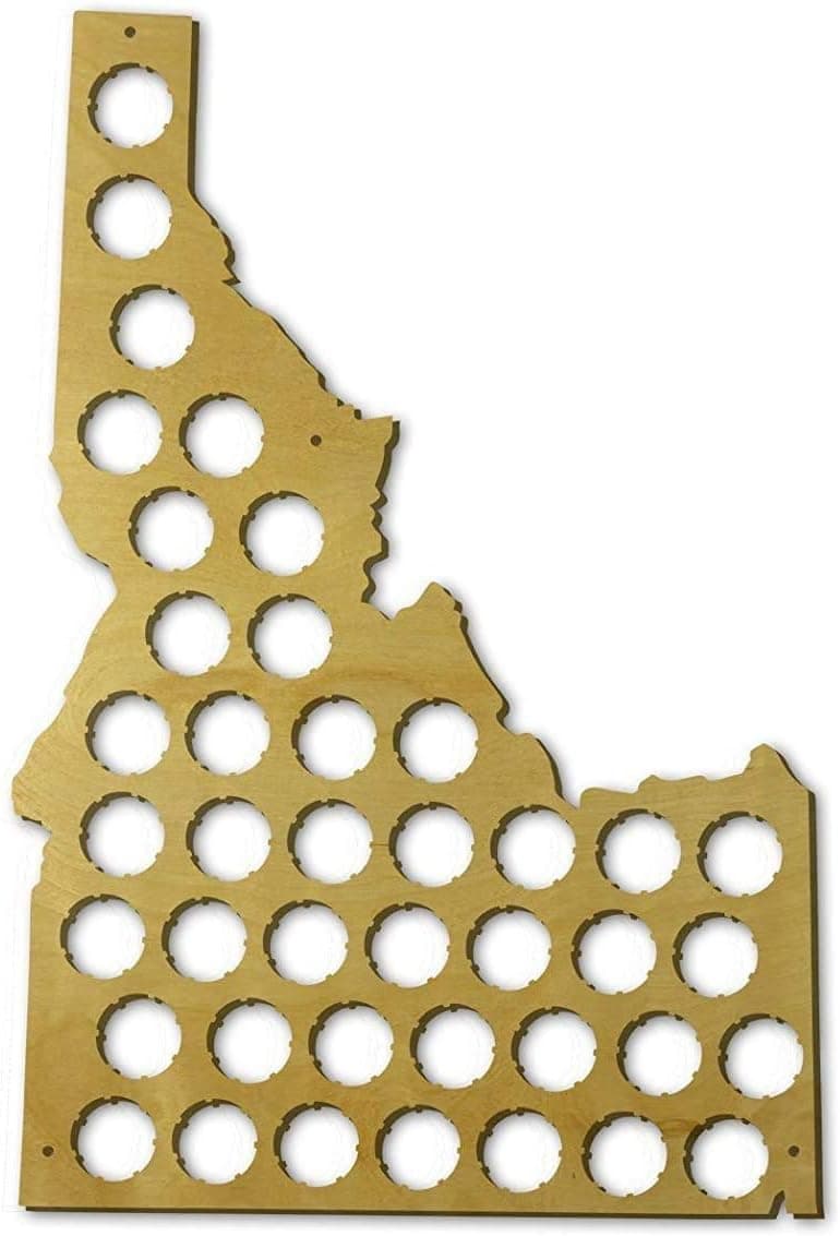 Beer Cap Trap Idaho Beer Cap Map Wall Art, Tan