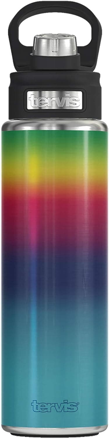 Tervis Rainbow Flavor Triple Walled Insulated Tumbler Travel Cup Keeps Drinks Cold, 24oz Wide Mouth Bottle, Stainless Steel