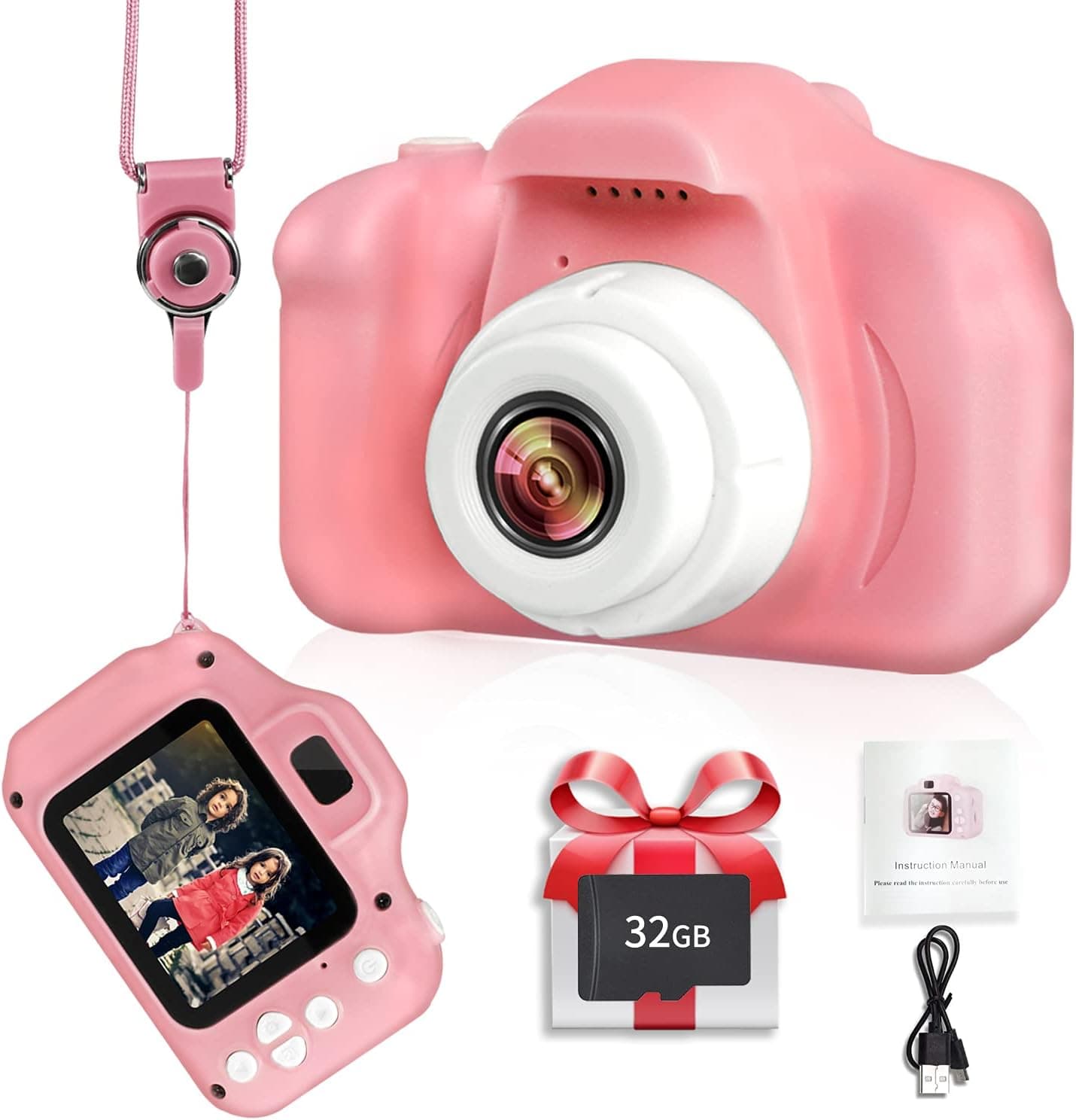 Kids Digital Camera for Boys Girls, LANXUN Birthday for 3 4 5 6 7 8 Year Old, 1080P HD Toy Camera for Toddler,Digital Video Cameras for Children with 32GB SD Card