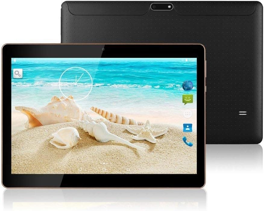 10.1" Inch Android Tablet PC,3G Unlocked Phablet 4GB RAM 64GB Storage with Dual sim Card Slots and Cameras, Tablet PC with WiFi, Bluetooth,GPS(Metallic Silver) (Matte Black)