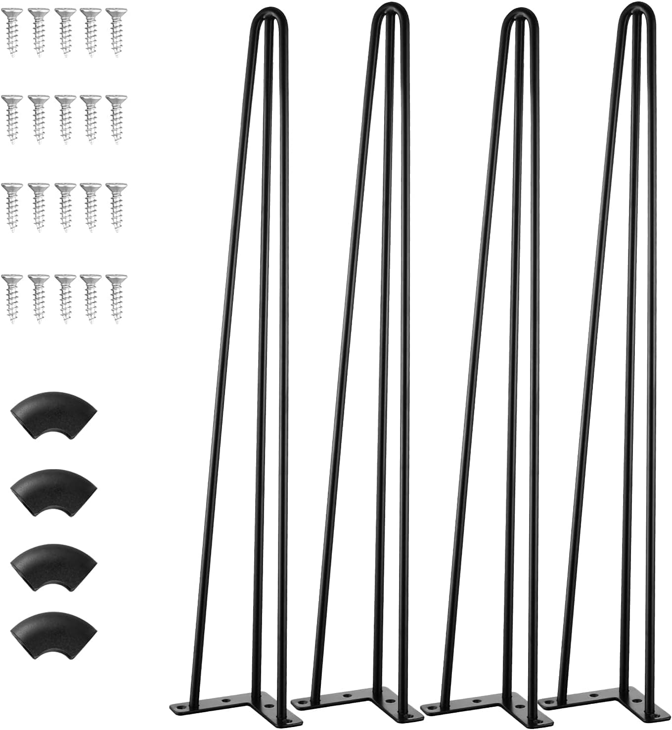 LCSDLHLSY 28 inch Long Heavy Duty Hairpin Legs, Metal Hair Pin Furniture Legs Black Powder Coating Finish Industrial Modern Table Legs for DIY Coffee Table, Chair, Bench, Set of 4 28 Inch Three-Rod