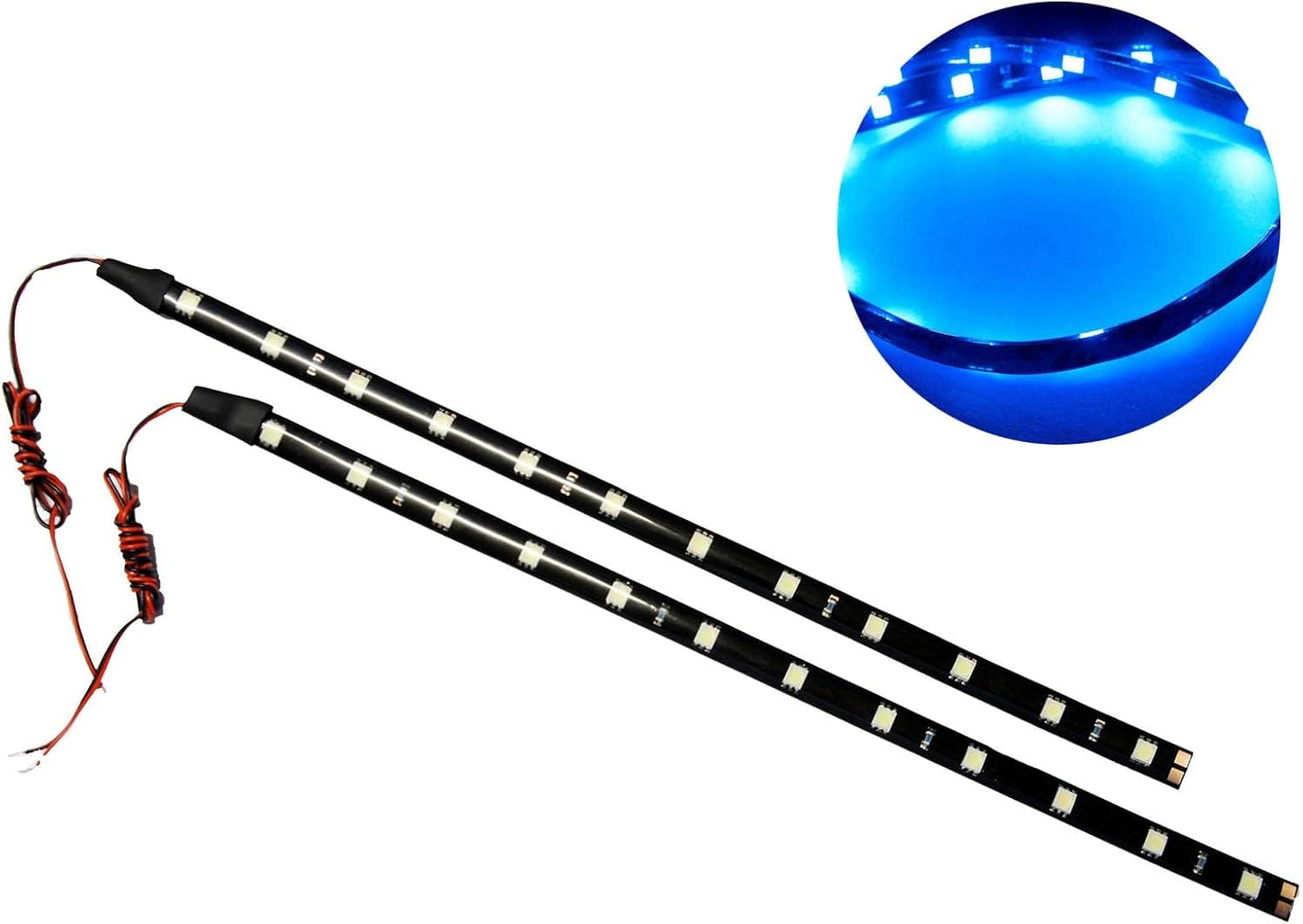 SOCAL-LED 2X 30cm 12" Blue Flexible LED Strips High Power Bright 5050 12 SMD Car DRL Under Dash Accent Light, Waterproof, Cuttable