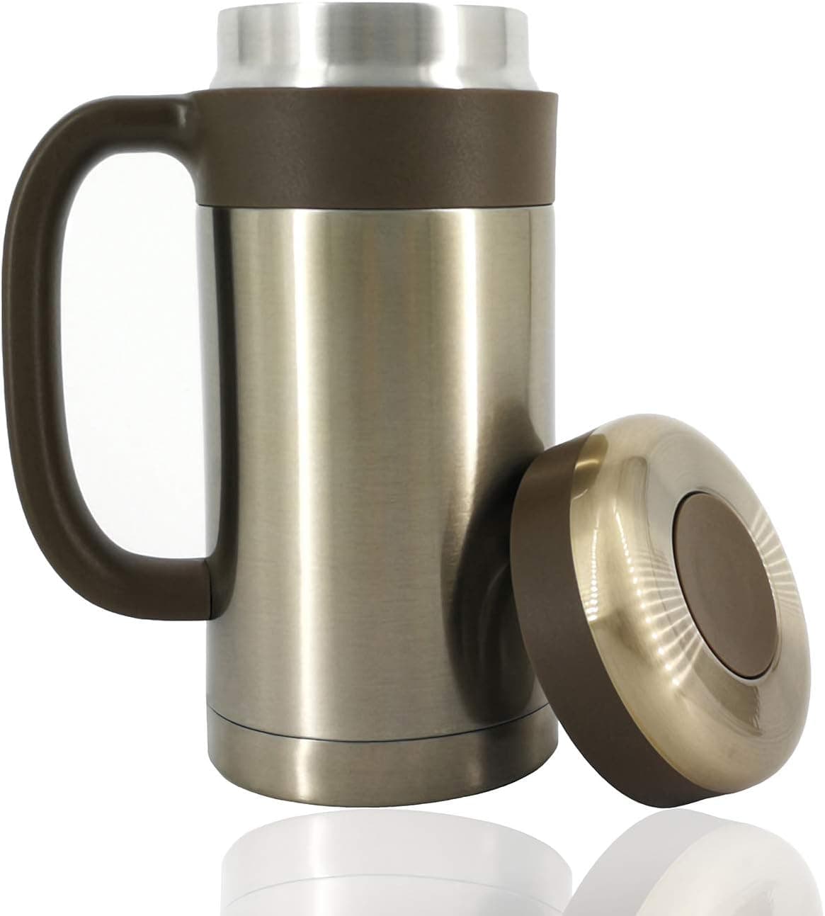 Stainless Steel Vacuum Thermal Mug, Double Wall Insulated Travel Mug with Handle and Removable Tea Strainer, Leak Proof Mug for Business and Home [450ml/15oz] (Champagne)