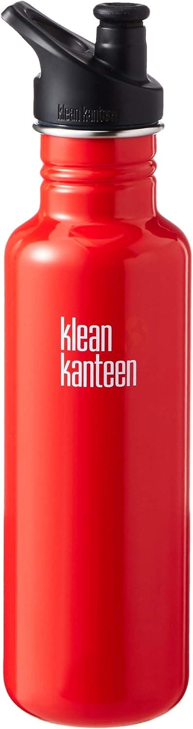Klean Kanteen 18oz Classic Stainless Steel Water Bottle with Klean Coat, Single Wall and Leak Resistant Sport Cap 3.0 - Mineral Red