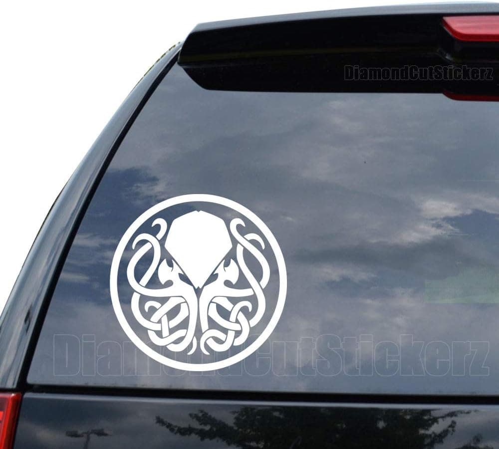DiamondCutStickerz Cthulhu Badge Myth Decal Sticker Car Truck Motorcycle Window Bumper Laptop Wall Decor - Size (05 inch / 13 cm Tall) - Color (Matte Black)