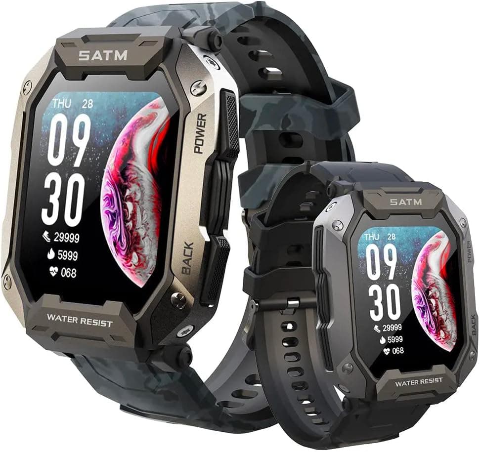 Smart Watch All-Day Activity Fitness Tracker IP68 Waterproof Tactical Military Outdoor Sports Smartwatches with Health and Exercise Monitor for iPhone and Android Phones