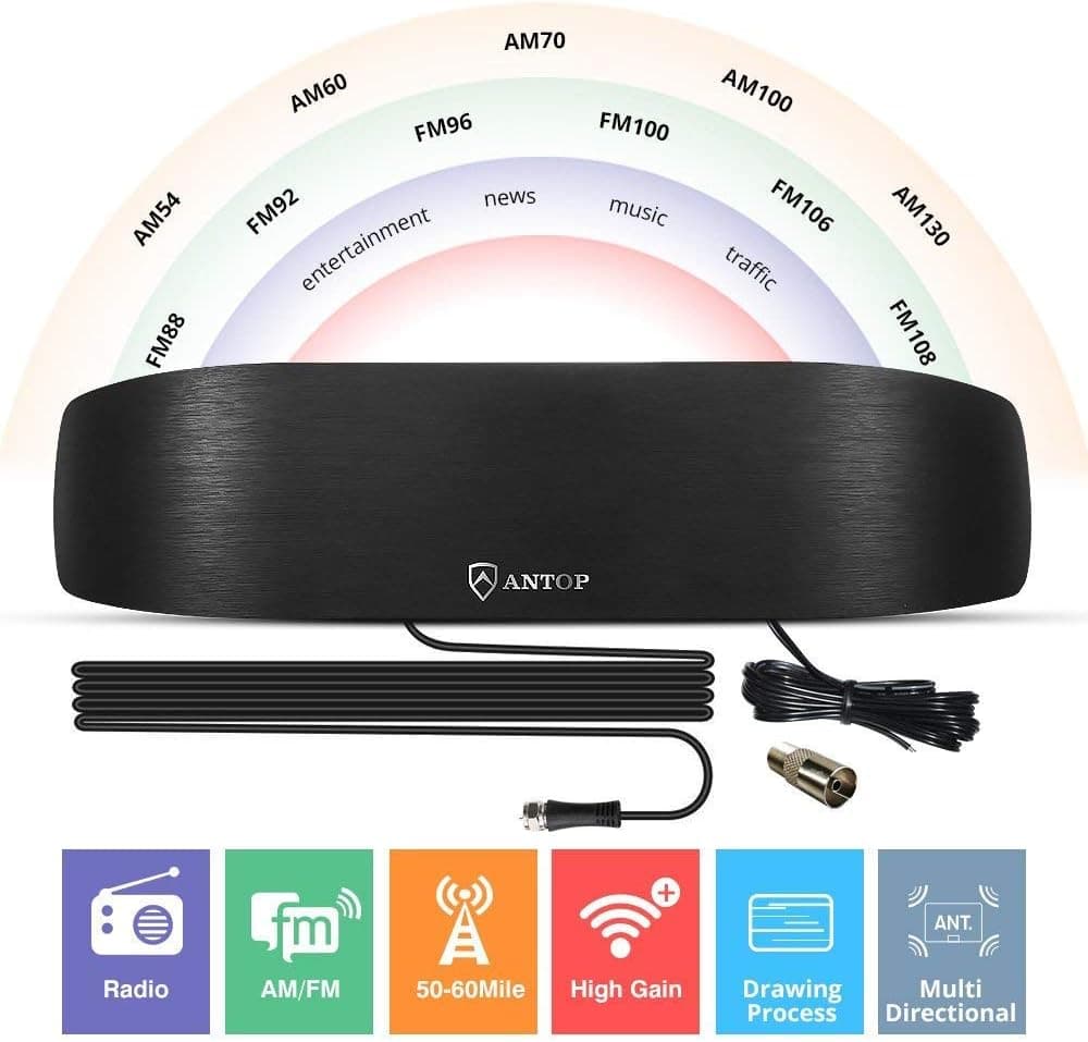 UFO 360° Omni-Directional Reception Outdoor TV Antenna 65 Miles Range with Smartpass Amplified & Built-in 4G LTE Filter for Indoor,Outdoor,RV,Attic Use Support VHF &UHF Digital Signal Grey