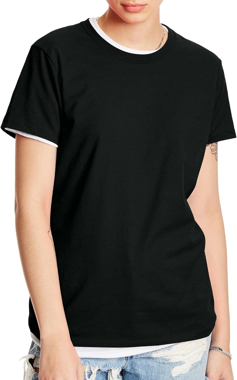Hanes Women's Perfect-T Short-Sleeve T-Shirt, Women’s Crewneck T-Shirt, Women’s Short-Sleeve Cotton Tee