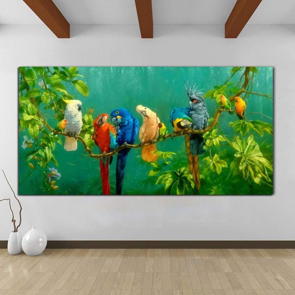 WPFZH Pictures Colorful Parrots Animal Painting Canvas Painting Wall Art Prints for Living Room Modern Decorative Prints Posters-16x24in