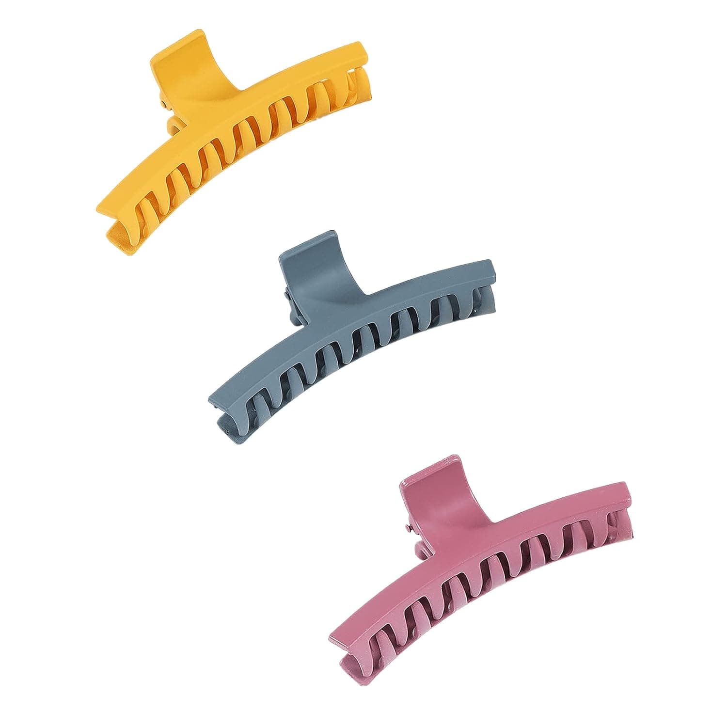 Sealink 3 Pack Hair Clips, 3.93 inch Hair Claws Clip Strong Hold Jaw for Women Girls Thin Hair (Pink, Yellow, Grey Blue)