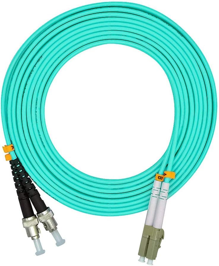Jeirdus 5Meters 16ft LC to ST Duplex 50/125 10G OM3 Multi-Mode Fiber Optic Cable Jumper Optical Patch Cord LC-ST