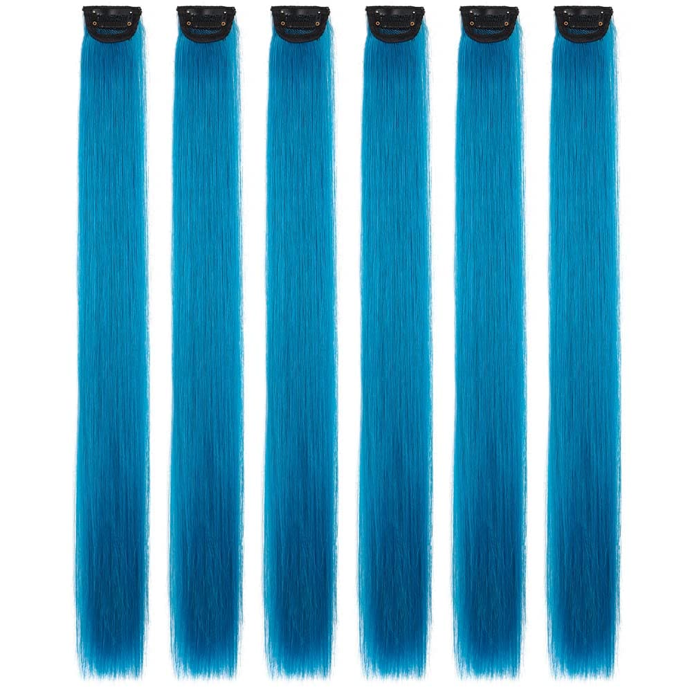 Blue Hair Extensions, HSPJHTM Clip in Hair Extensions for Women 6PCS 22" Synthetic Long Straight Natural Thick Hair Pieces for Girls Cheap Invisible