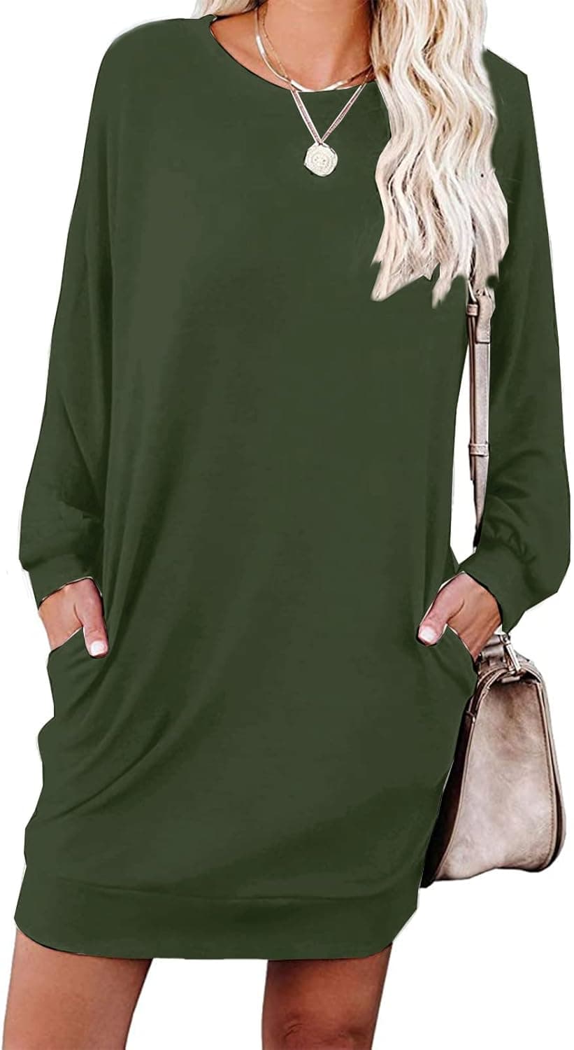 LuckyMore Womens Long Sleeve Sweatshirt Casual Pullover Tops Loose Fit Crewneck Sweatshirts with Pockets