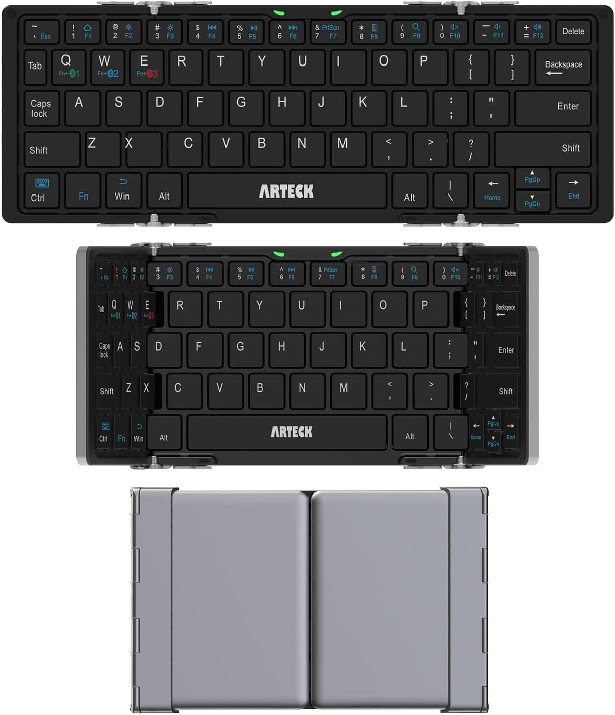 Arteck Folding Bluetooth Keyboard, Portable Mini Foldable Wireless Keyboard for iOS iPad 10.2-inch, Pro, Air, 9.7-inch, Mini, Android, MacOS, Windows Tablets Smartphone Built in Rechargeable Battery