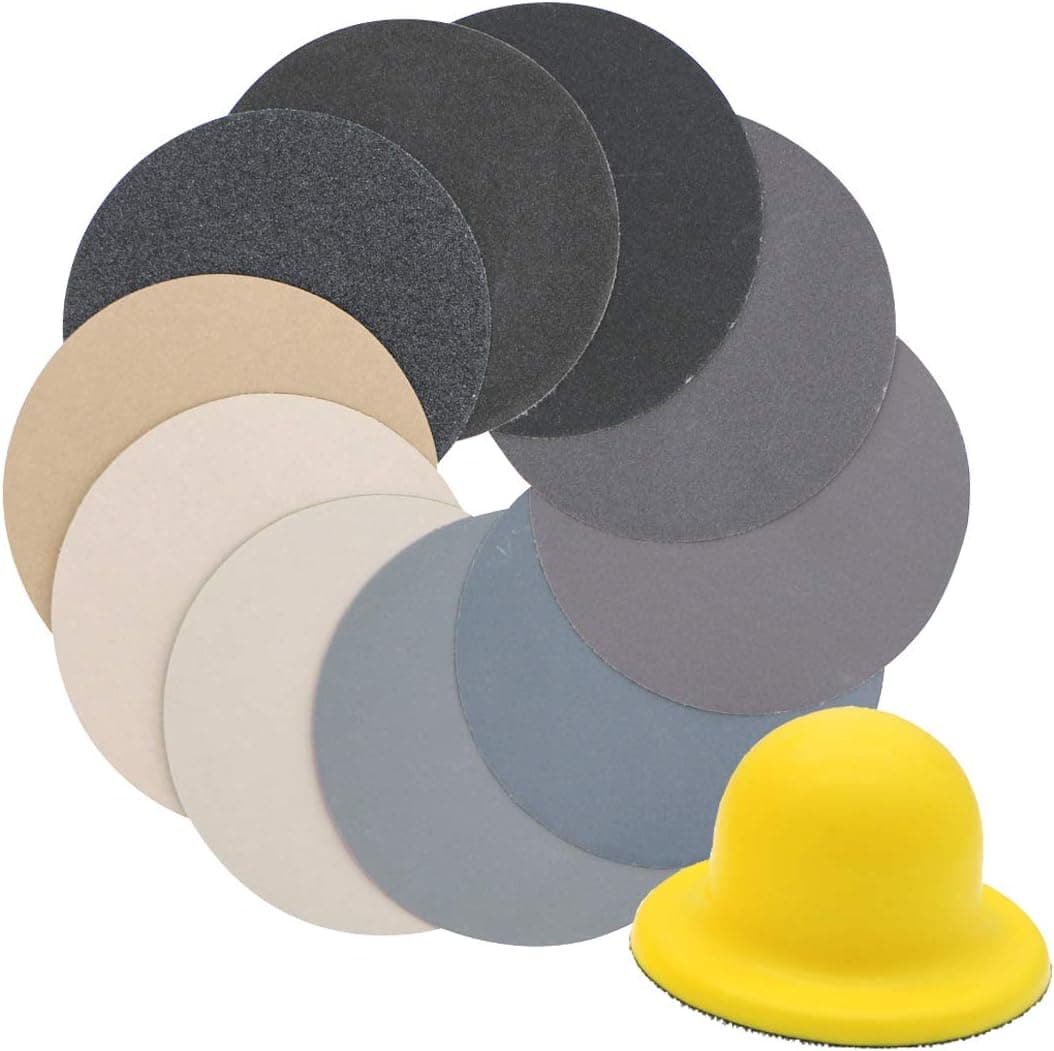 VIBRATITE 4 Inch Wet Dry Sandpaper Fine Grit 80 to 7000 Grit Assortment with Sponge Handle Sanding Block Drywall Sanding Discs Paper Sheets for Wood Metal Sanding and Automotive Polishing, 40 Pieces