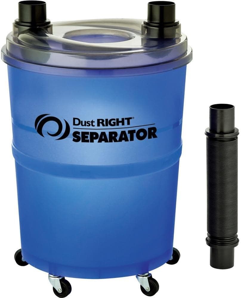 Dust Right Dust Separator + 36” Flex-Form Hose - Cyclone Dust Collector Separates Sawdust, Wood Chips, Debris, and More – 10-Gallon Translucent Bucket - Dust Collectors for Woodworking for Shop Vacs