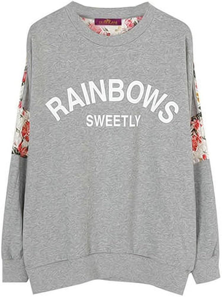 Girl Floral T-shirt Crewneck Blouse Long Sleeves Hoody M