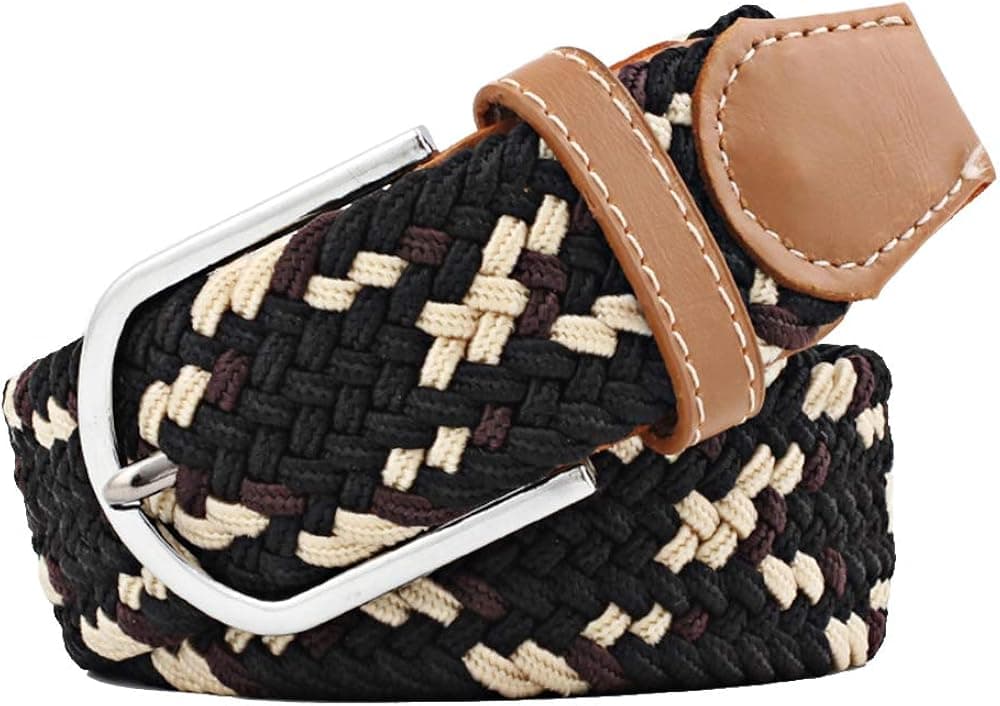 Huyfhksd Mixed Color Woven Stretch Braided Belts for Men and Women Fashion Elastic Belts